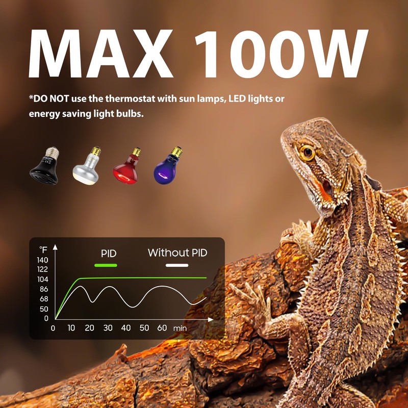 REPWILD Reptile Light Fixture with Dimming Thermostat, 5.5 Inch Deep