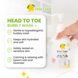 Little Étoile Head To Toe Bubbly Wash For Delicate Skin (0+ Months)​, soothes & nourishes with 6 coconut-based cleansing ingredients, Enriched with lavender extract & Epsom salt which provides a calming and relaxing aroma to encourage restfulness, 250ml