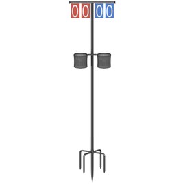 Queension Scoreboard Flipper with Stand, Cornhole Scoreboard with Drink Holder for Corn Hole Games, Score Keeper with Prongs Base, Scoring Board for Basketball Accessories, Team Sports, Black