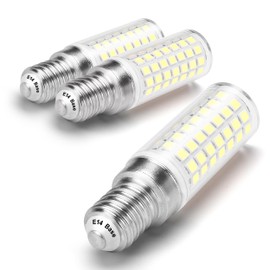 E14 6W European Base LED Turkish Lamp Bulb Equivalent 60W Daylight White 6000K 700lm AC120V E14 C7 T6 LED Bulbs for Persian Moroccan Lamp Chandeliers Ceiling Fan Bulb Under Cabinet Lights, 3 Pack