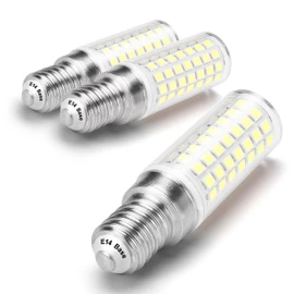 E14 6W European Base LED Turkish Lamp Bulb Equivalent 60W Daylight White 6000K 700lm AC120V E14 C7 T6 LED Bulbs for Persian Moroccan Lamp Chandeliers Ceiling Fan Bulb Under Cabinet Lights, 3 Pack