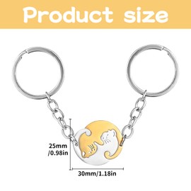 Alovez Pack of 2 Couples Keyrings Cat, Couple Keyring, Stainless Steel Key Fob Cat, Key Ring Couple Cute Key Ring for Partner Friendship Gifts, Cat Keychain Couple