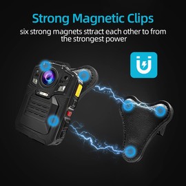 CAMMHD Body Camera Magnet Mount, Support 45° Angle Adjustable for Body Camera, 6 Strong Magnets, Universal Magnetic Suction Clip for All Model Body Cameras