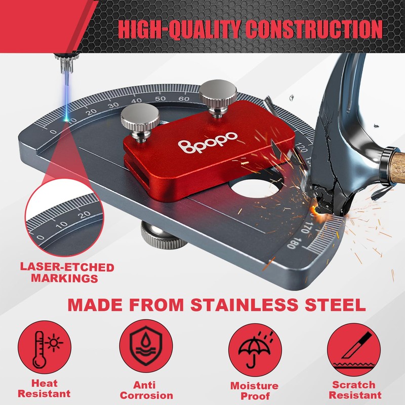 Upgrade Stainless Steel Angle Protractor– Precision 0°-180°Angle Finder for Marking