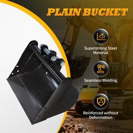 Jecoupoon 500mm Plain Bucket Attachment No Teeth Bucket Compatible with 0.8-1.5 Ton Mini Excavators