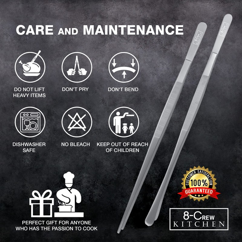8-CREW KITCHEN Cooking Tweezers - 12 inch 304 Stainless Steel