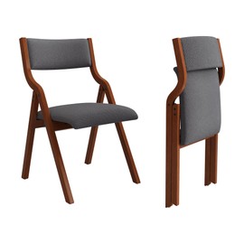 YOPTO Folding Wooden Chairs Set of 2 with Padded Seat,Portable Dining Chairs W/Ergonomically Designed Back and Cushion,for Dining Room,Restaurant,Kitchen,Office