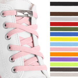 SULPO Flat Shoelaces without Tying - Buckle Closure - Laces Quick Release - Elastic Shoe Laces - Rubber - Shoelaces - Laces for Children and Adults, Baby Pink