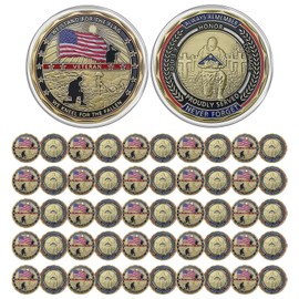 CHURYUML 50Pcs Military Challenge Coins Veterans Thank You Coin - Stand for The Flag, Kneel for The Fallen - Veterans Day Gifts Christmas Thanksgiving Military Appreciation Gifts for Men Women Army