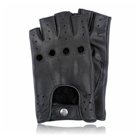 COLOURLINX Unisex Mens Ladies Fingerless Real Genuine Leather Gloves Driving Cycling Gym Motorbike WheelChair Gloves Half Finger Outdoor Sports Biker Gloves (Black, S)