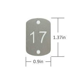 StayMax Rectangular Hollowed Stainless Steel Number Tags Key Tags with Two Holes (1-25)