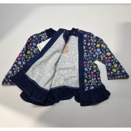 Cat & Jack Baby Floral Adaptive Ruffle Long Sleeve Snap Top - Cat & Jack Navy Blue 3-6M