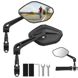 Diyife Espejo de Bicicleta Espejo HD Grande, 2PCS Espejos de Bicicleta Ajustables de 360°, Compatible con Manillar Universal de 22-25 MM
