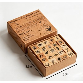 25 Pcs Mini Wooden Rubber Stamps for Journaling, Flower Set