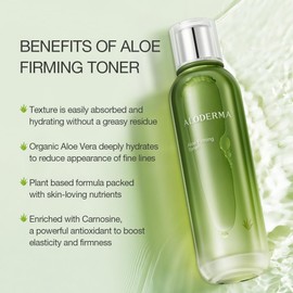 Aloderma Firming Skin Toner with 91% Organic Aloe Vera - Natural Facial Toner for Women with Natural Botanicals to Diminish The Appearance of Fine Lines & Wrinkles - Aloe Vera Facial Toner - 4.2 Oz