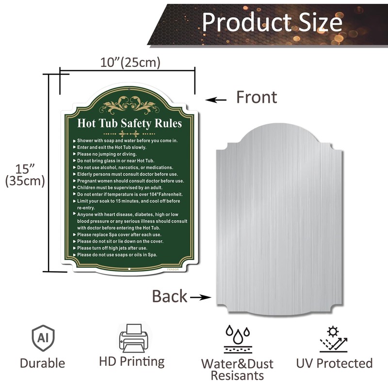 FKNSGR Hot Tub Safety Rules Sign 2 Pack, 10 x