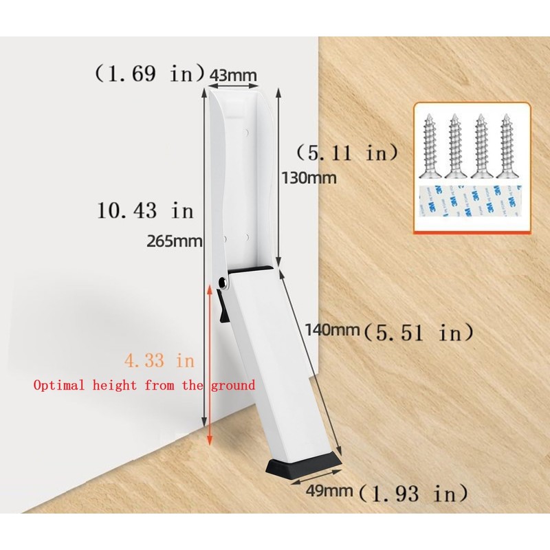 Kick Down Door Stop,Heavy Duty Wedge for Bottom(White-2pack)