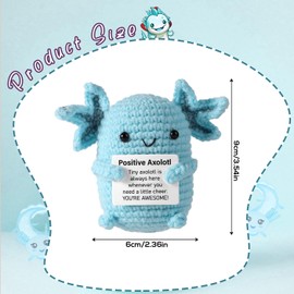 TOYMIS Positive Axolotl Crochet, Cute Creative Crochet Kit Soft Support Doll Mini Axolotl Crochet Toy Uplifting Knitting Toy Birthday Emotional Support Gifts for Office Party Decorations (Blue)