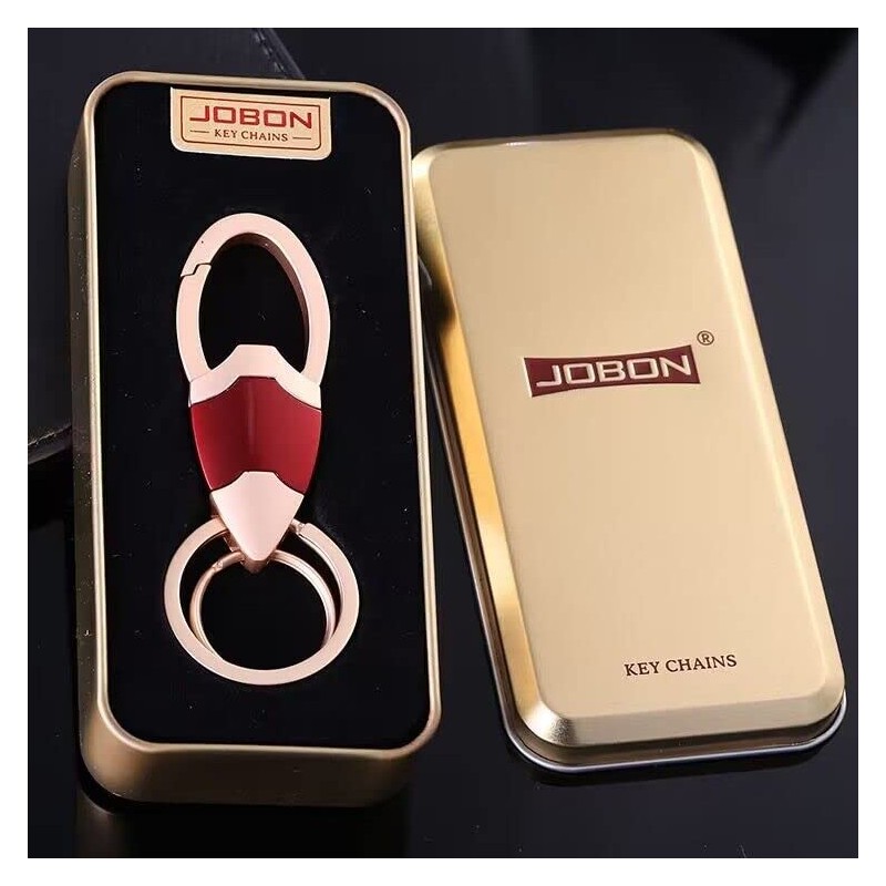 AIXUAN Zinc Alloy and Black Leather Keychain, 2 Keys Rings,Comes