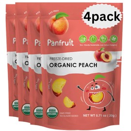PANFRUIT Freeze-Dried Organic Peach Snacks – 100% Natural, No Sugar Added, GMO-Free, Gluten-Free – 4 Individual Packs (0.71 oz) – Healthy Crunchy Fruit Snack for Kids & Adults