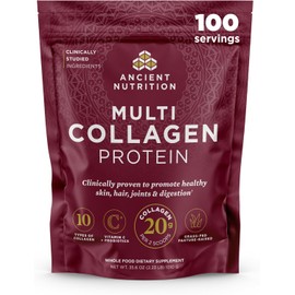 Ancient Nutrition Collagen Peptides Powder, Multi Collagen Protein, Women & Men, Vitamin C, Probiotics, Hydrolyzed Collagen, Supports Skin, Joints, Gut Health, Unflavored, 100 Servings