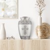 Reminded Adult Cremation Memorial Urn for Human Ashes, Pewter Etched