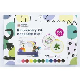 Coats & Clark Hand Embroidery 65pc Floss Set with Keepsake Gift Box, Multicolor Assortment