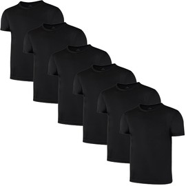 6 Pack Boys Youth Kids Mesh Athletic Quick Dry T Shirts Short Sleeve Moisture Wicking Tee Shirts Active Tops (Age 4-18) Black