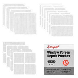 Secopad 14 Sheets Window Screen Patches Repair Kit, Black/Grey 3 Sizes Window Screen Repair Kit for Mesh Screen Door, Strong Adhesive Fiberglass Quick Screen Repair Tape (14, Grey)