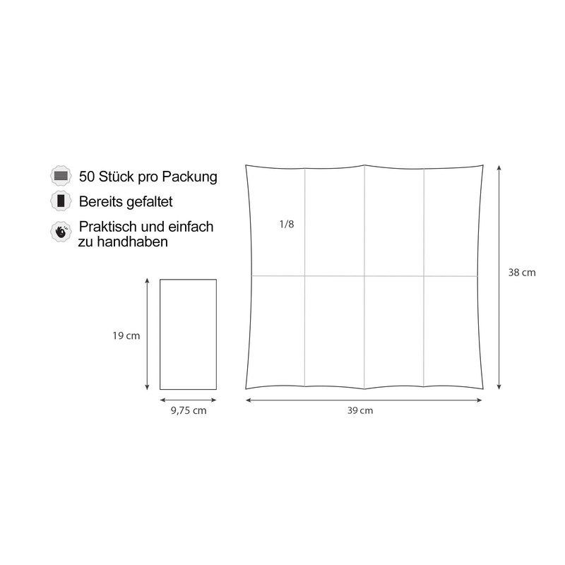 VelaHub Soft Point 50 Napkins, 1/8 Fold, High-Quality Disposable Napkins,
