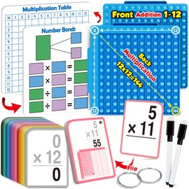 Torlam Multiplication Flash Cards + Math Board, Time Table Chart Flashcards for Kids Ages 6-12, 3rd-6th Grade Classroom Must-Have