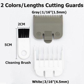 2 Pieces 2 Sizes Professional Hair Clipper Guide Guard Combs 1/16"&3/16", 1.5mm&4.5mm Compatible with Wahl Standard Full Sized 5 Star Series Magic Clip Hair Clipper Models (Gray&White)