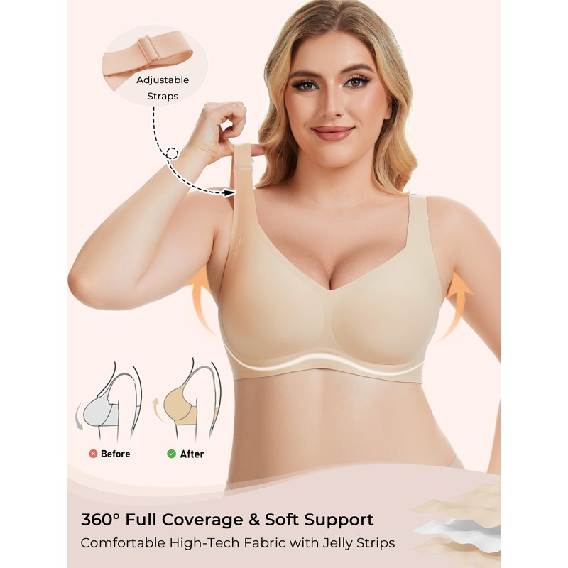 Gailife Womens Seamless Wireless Supportive Lift Bra Push Up Comfort