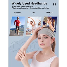 SUJAYU Women's 4 Pack Vibrant Headbands, Grey + Blue + Rose Red + Black, 3.2 inches (Wide) x 9.5 inches (Length), Non Slip, Moisture Wicking, Perfect for Running, Yoga, Workout