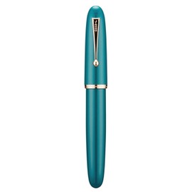 Jinhao 9019 Fountain Pen, Dadao Series #8 Heartbeat Fine Nib, Lake Blue Acrylic Barrel with Golden Clip Big Size Writing Pen