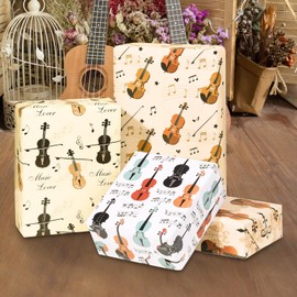 Violin Wrapping Paper 12 Sheets - Music Wrapping Paper - Violin-themed Gift Wrap - Instrumen Gift Packing Supplies for Music Party,Birthday - 20"×28"