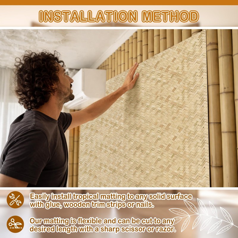 1 Pack Lauhala Matting Roll 4' x 8' ft Natural
