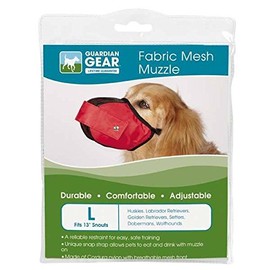 Guardian Gear Fabric MESH Dog MUZZLES Comfortable Soft Red Muzzle for Dogs That Bite or Chew