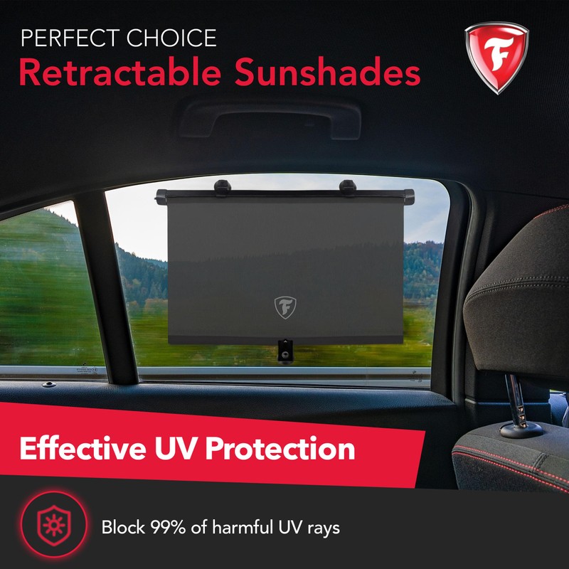 Firestone 2 Pack Retractable Automotive Sunshade Car Window Sunshades -