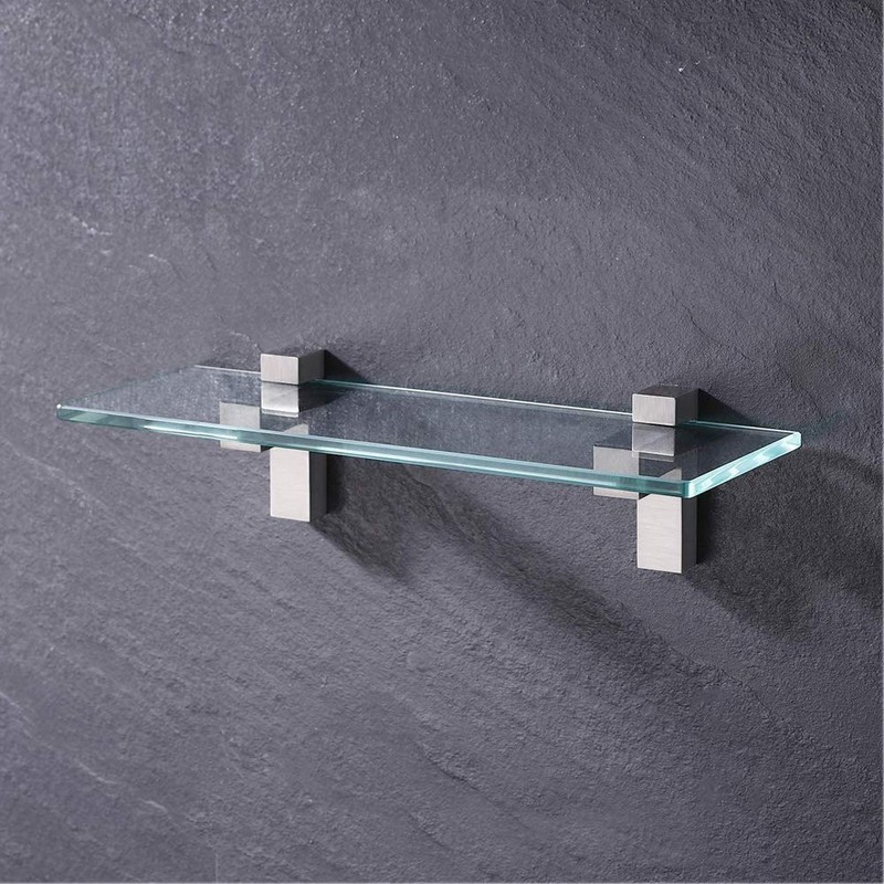 Solid Metal Adjustable Wood/Glass Shelf Bracket Wall Mount, Brushed Nickel,