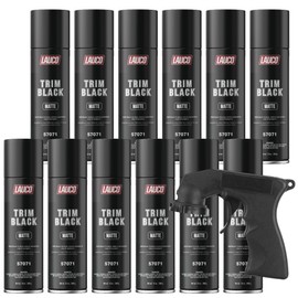 Trim Black Gloss 13 oz. Automotive Spray Paint Can with Gun - Pack of 12 - Black Car Spray Paint with Gloss Finish - Designed for Plastic, Aluminum, Steel and Stainless Steel