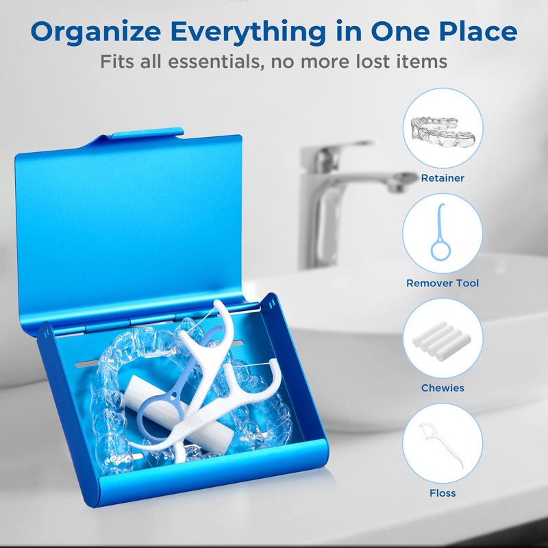 Oralphi Aluminum Retainer Case,Compatible with Invisalign,Retainer Box Denture case with