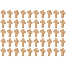 Pack of 50 Wooden Crosses, Small Wooden Crosses Pendants, Wooden Pendants for Painting, for Making Jewellery, Cross, DIY Design, Necklaces, Key Chains, DIY Accessories, Gift, Crafts