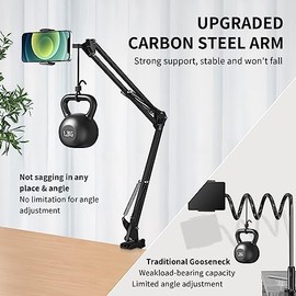 Soporte de teléfono para escritorio, soporte de teléfono para cama con clip de abrazadera ajustable, soporte flexible para teléfono, soporte perezoso,