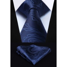 Enlision Men's Paisley Floral Jacquard Vest & Tie and Pocket Square Vest Suit Set, blue