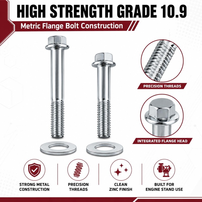 12 PCS M10-1.5 Engine Stand Bolt Kit Compatible with LS