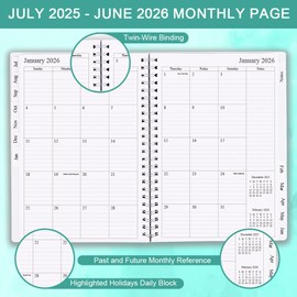2025-2026 Weekly & Monthly Planner - 2025-2026 Planner from July 2025 to June 2026, Easy to Organize Your Daily Life, Medium 6.5" x 8.5", Teal