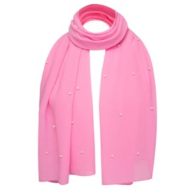Basic Sense Chiffon Pearl Scarf Luxurious Head Wrap Hijab, Pink