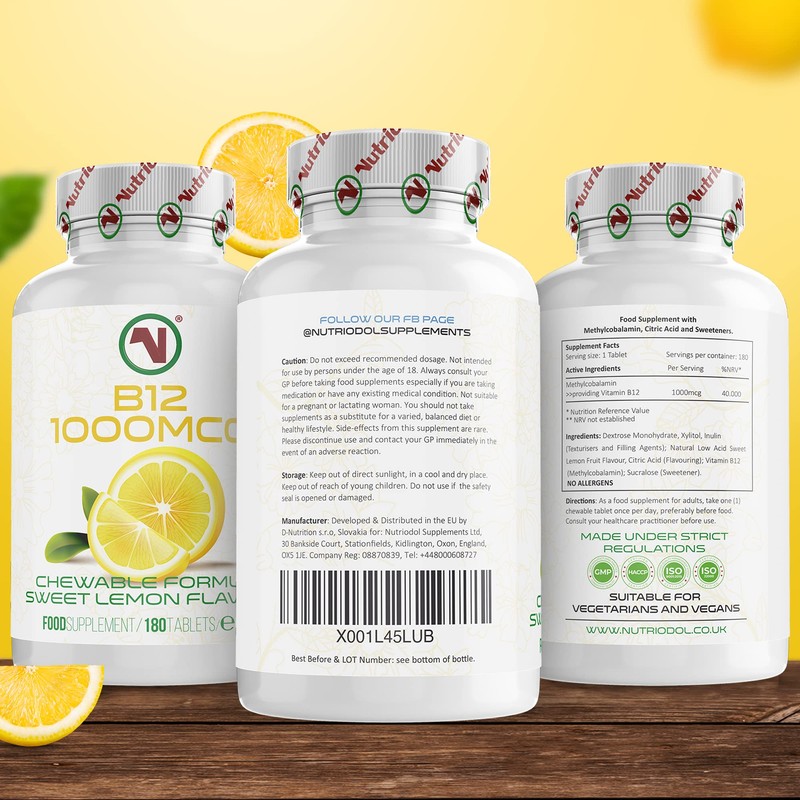 Chewable Vitamin B12 Tablets - Methylcobalamin Supplement - Flavoured Metabolism