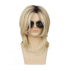 Baruisi Mens Wig Blonde Long Straight Synthetic Natural Looking Costume Cosplay Hair Wig